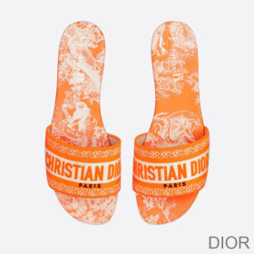 Dior Dway Slides Women Toile De Jouy Motif Canvas Orange