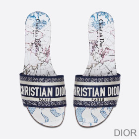 Dior Dway Slides Women Around The World Motif Canvas Blue