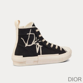 Dior B23 High Top Sneakers Unisex Cactus Jack Dior Motif Canvas Black