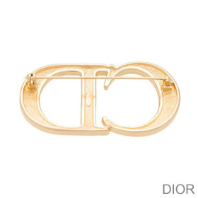Dior CD Brooch Metal with White Crystals Gold