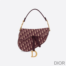 Dior Saddle Bag Oblique Motif Canvas Burgundy