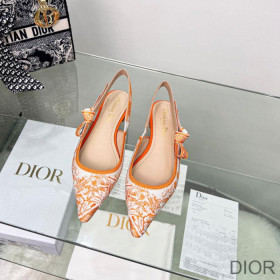 Dior J''Adior Slingback Ballerina Flats Women Toile de Jouy Motif Cotton Orange