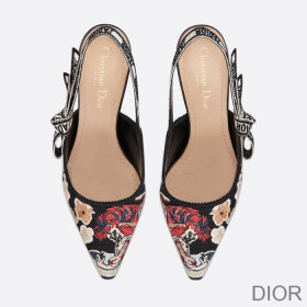 Dior J''Adior Slingback Pumps Women Toile de Jouy Pop Motif Cotton Black