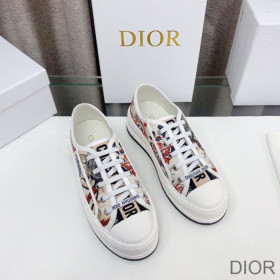 Dior Walk''N'' Platform Sneakers Women Jardin d''Hiver Motif Canvas White