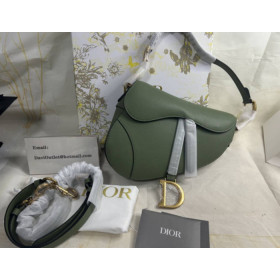 Dior Saddle Bag Grained Calfskin Green
