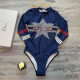 Dior Long Sleeve Bodysuit Women Dior DiorAlps Print Lycra Blue