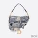 Dior Saddle Bag Around the World Motif Canvas Blue
