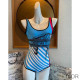 Dior Swimsuit Women D Jungle Pop Print Lycra Blue/Red