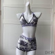 Dior Two Piece Crisscross Swimsuit Women Toile De Jouy Lycra Beige