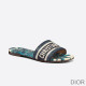Dior Dway Slides Women Palms Motif Canvas Blue
