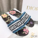 Dior Dway Slides Women Petites Fleurs Motif Canvas Black