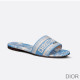 Dior Dway Slides Women Toile De Jouy Motif Canvas Sky Blue