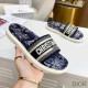 Dior Dway Slides Women Toile De Jouy Motif Cotton Blue