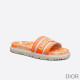 Dior Dway Slides Women Toile De Jouy Motif Cotton Orange