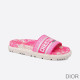 Dior Dway Slides Women Toile De Jouy Motif Cotton Pink