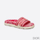 Dior Dway Slides Women Toile De Jouy Motif Cotton Red