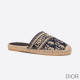 Dior Granville Mules Women Oblique Motif Cotton Blue