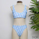 Dior Two Piece Swimsuit Women Oblique Jacquard Lycra Sky Blue