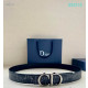 Dior Oblique Monogram Leather Belts With Silver Buckle And Leather Strap 35 mm In Black