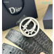 Dior Oblique Monogram Leather Belts With Silver Circle Buckle And Leather Strap 35 mm In Black