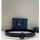 Dior Oblique Monogram Leather Belts With Black Circle Buckle And Leather Strap 35 mm In Black
