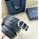 Dior Oblique Monogram Leather Belts With Silver CD Buckle And Leather Strap 35 mm In Black