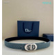 Dior CD Icon Leather Belts With Silver CD Buckle And Leather Strap 30 mm In Light Blue