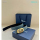 Dior CD Icon Leather Belts With Gold CD Buckle And Leather Strap 30 mm In Light Blue