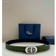 Dior CD Icon Leather Belts With Silver CD Buckle And Leather Strap 30 mm In Green