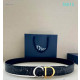 Dior Oblique Monogram Leather Belts With Black And Gold CD Buckle And Leather Strap 35 mm In Black