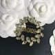 Dior J''Adior Laurel Brooch Gold Finish Metal and Silver Crystals Gold