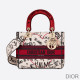 Dior Medium Lady D lite Bag Dioramour Graffiti Motif Canvas White