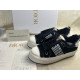 Dior Walk'n'Dior Platform Sneaker Black and White Fringed Cotton Canvas with Dior Graphique Motif